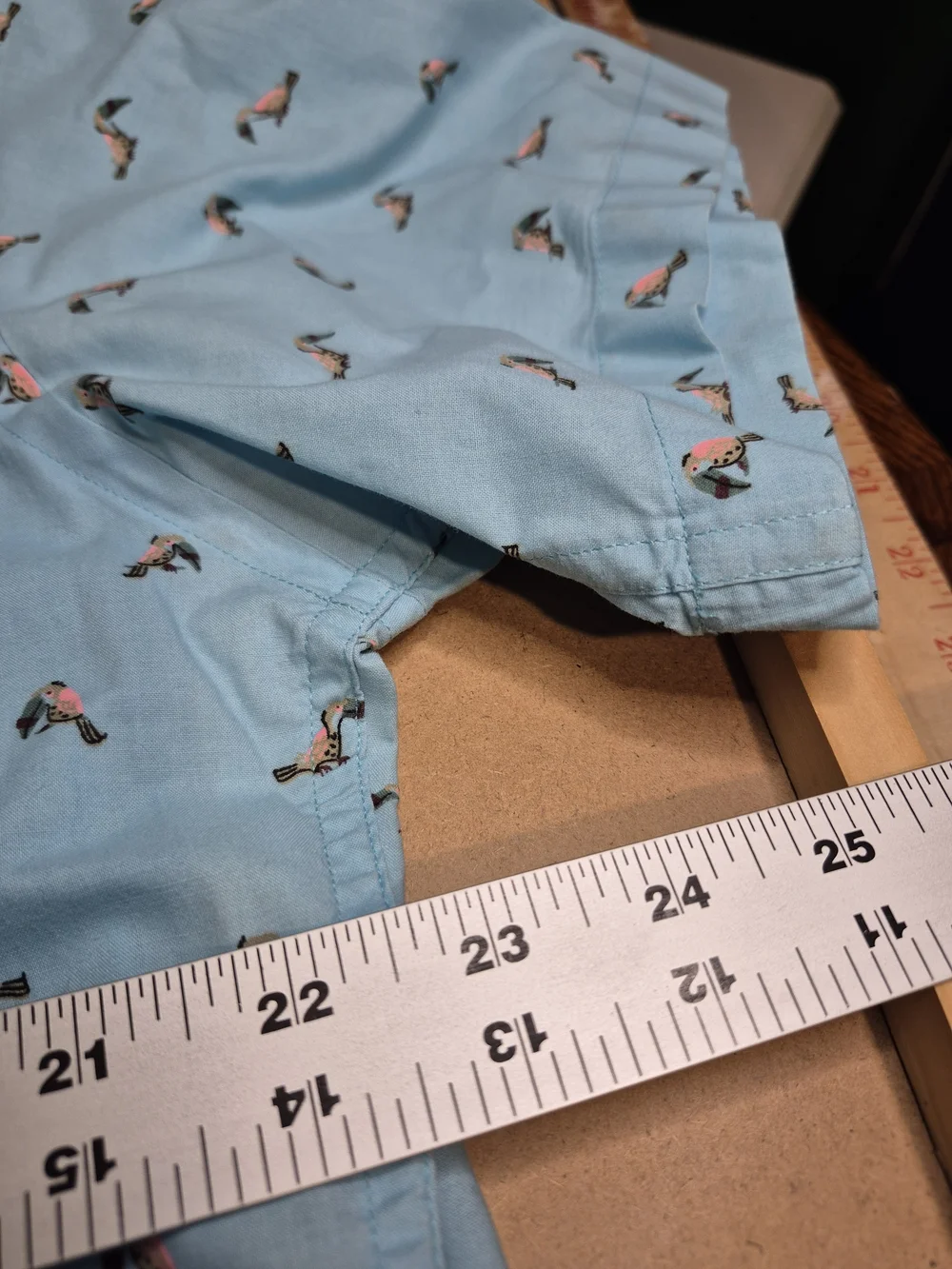J. Crew Light Blue Short Sleeve Button-Down Shirt with Birds 4341/6